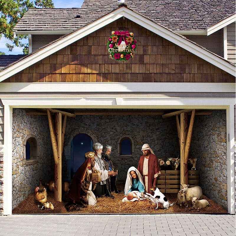 Christmas Background Cloth Outdoor Garage Door Sticker Tapestry Cloth Holiday Party Decoration With Hanging Cloth Decorative Cloth - Image 5