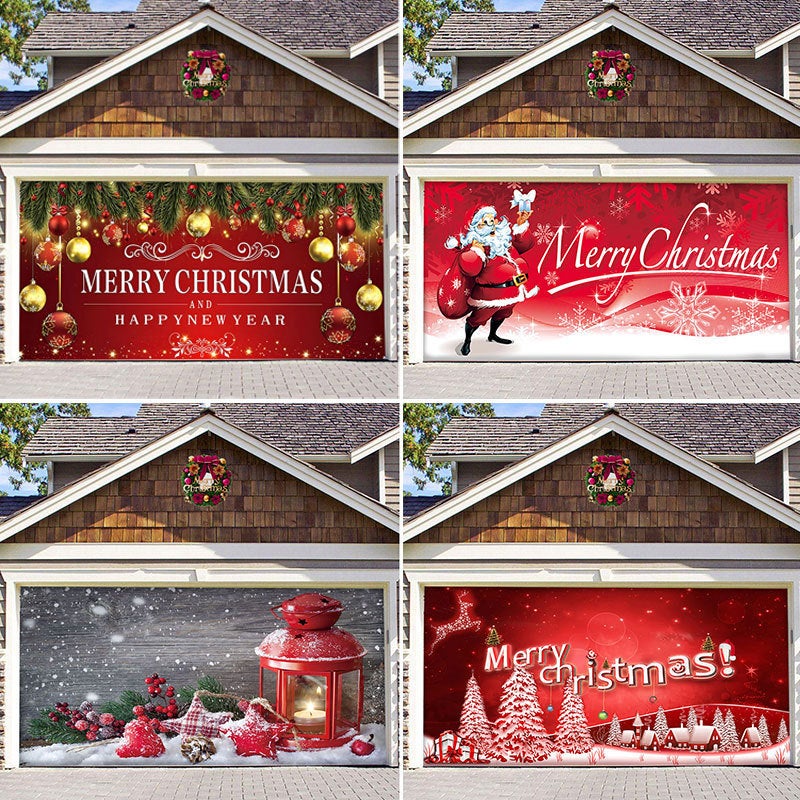 Christmas Background Cloth Outdoor Garage Door Sticker Tapestry Cloth Holiday Party Decoration With Hanging Cloth Decorative Cloth - Image 2