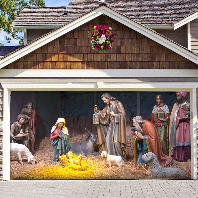 Christmas Background Cloth Outdoor Garage Door Sticker Tapestry Cloth Holiday Party Decoration With Hanging Cloth Decorative Cloth - Image 4
