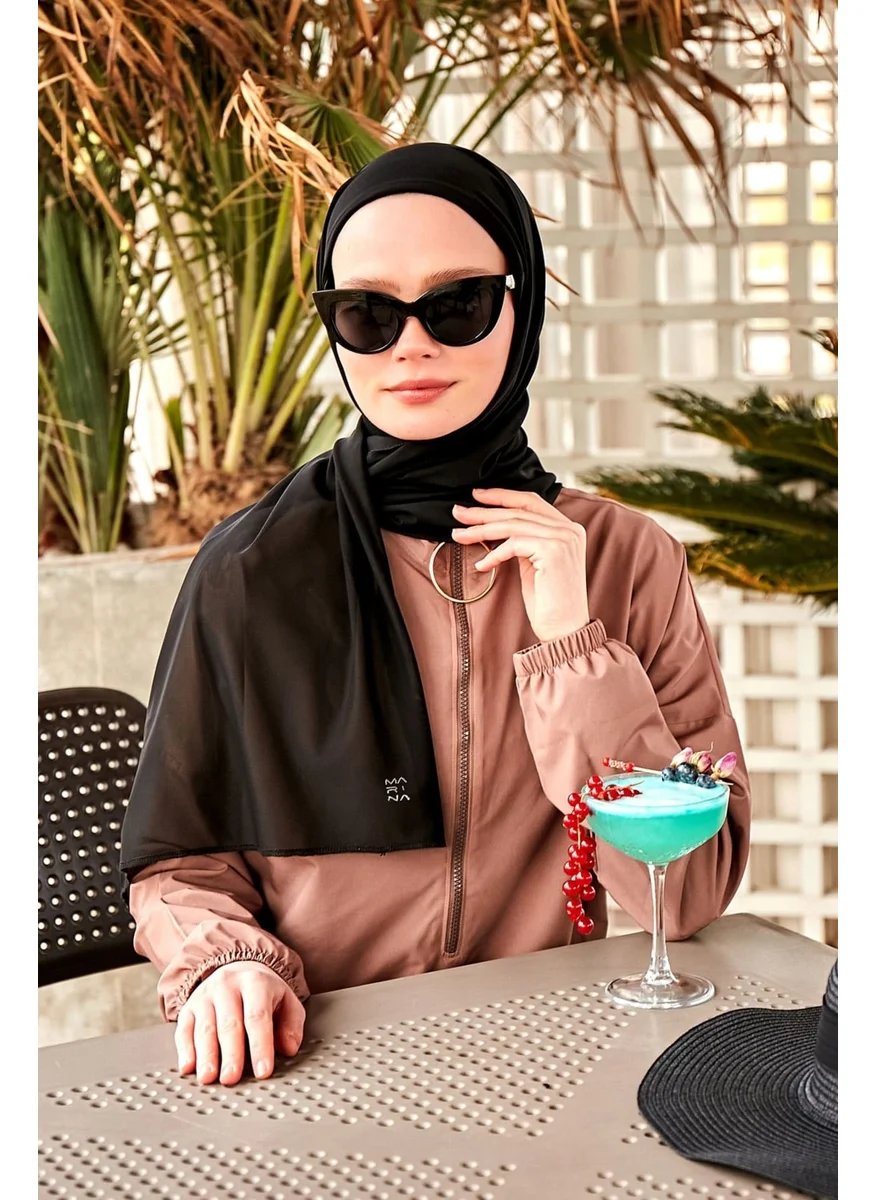 مارينا Black Tulle Practical Shawl Bonnet B2401