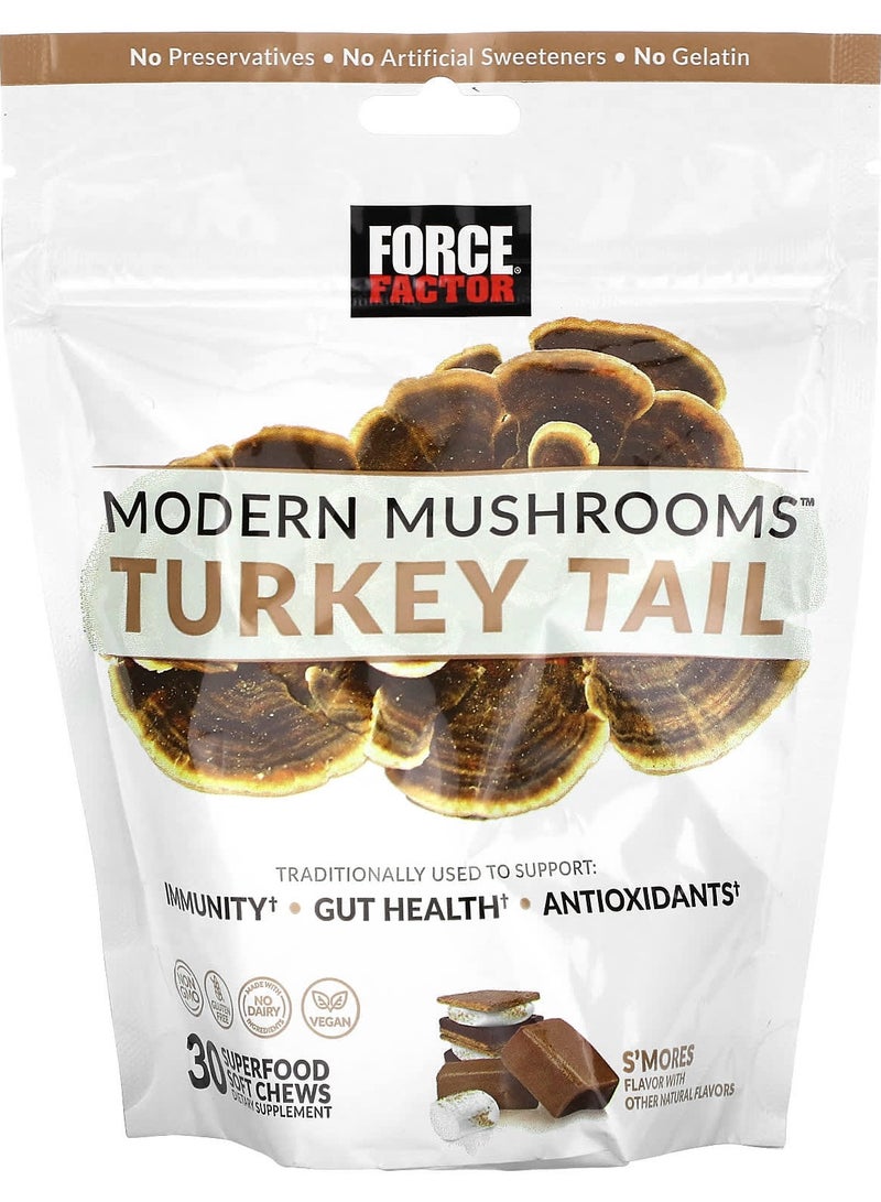 Force Factor Modern Mushrooms Turkey Tail S'mores 30 Superfood Soft Chews