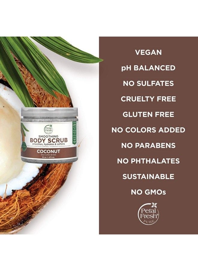 Petal fresh Smoothing Coconut Body Scrub 473 Ml ; Smoothes Hydrates & Softens ; Polishes & Nourishes For Glowing Skin ; Exfoliate Dead Skin From Neck Knees Elbows & Arms  - Image 4