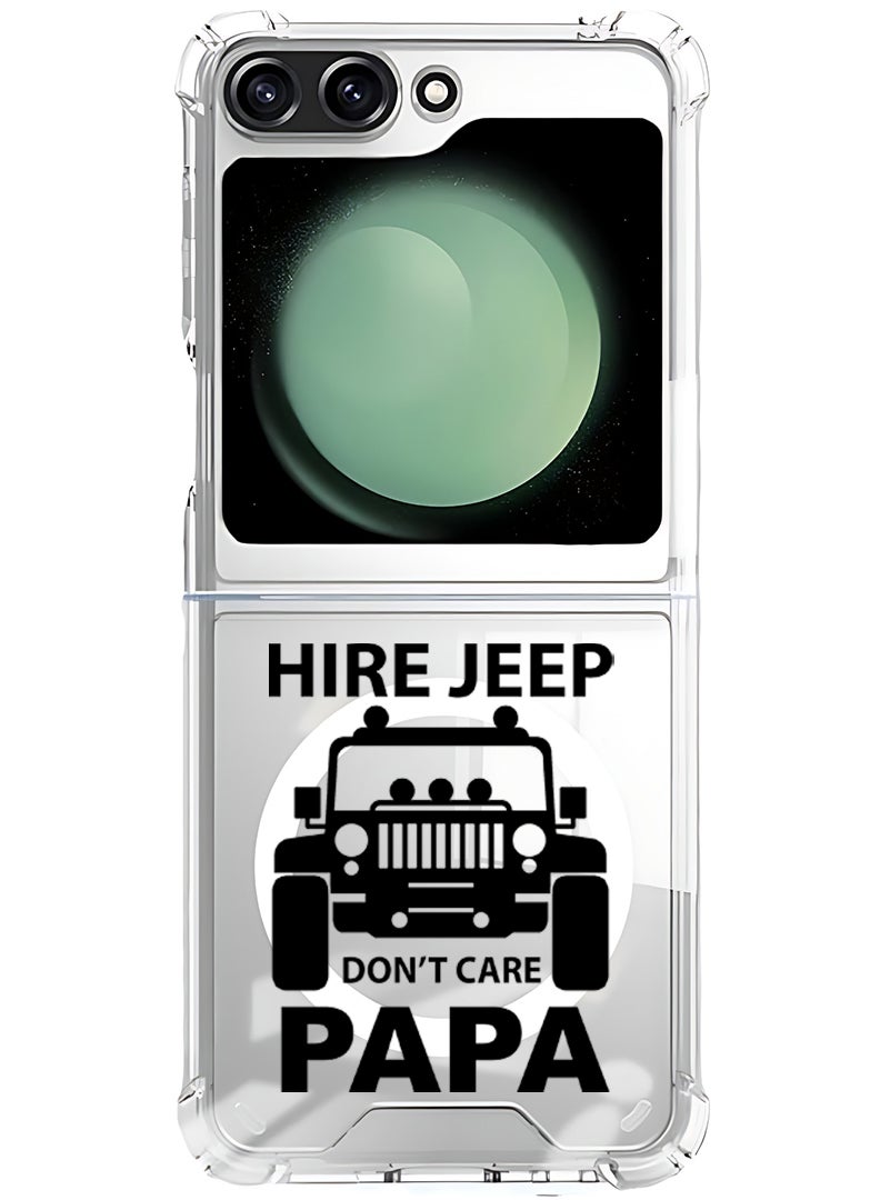 Theodor Magnetic Case for Samsung Galaxy Z Flip 5 Compatible with MagSafe Wireless Charging, Shockproof Phone Bumper Cover Hire jeep dont care papa black - Image 1