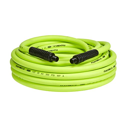 Flexzilla Air Hose 12 in x 50 ft 12 in MNPT Fittings Heavy Duty Lightweight Hybrid ZillaGreen HFZ1250YW4
