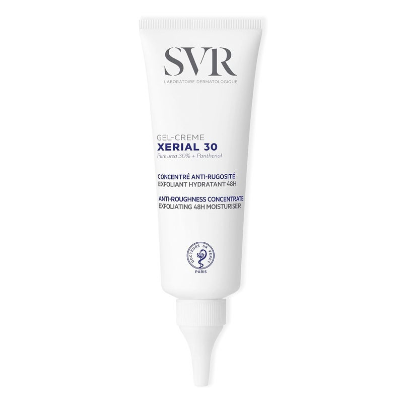 جل كريم الجسم المركّز SVR Xerial 30 مرطب قوي يدوم 48 ساعة كريم مقشر للبشرة الجافة والخشنة والمطبات يقلل من الشعر الناشئ يترك البشرة ناعمة وسلسة 25 أونصة سائلة