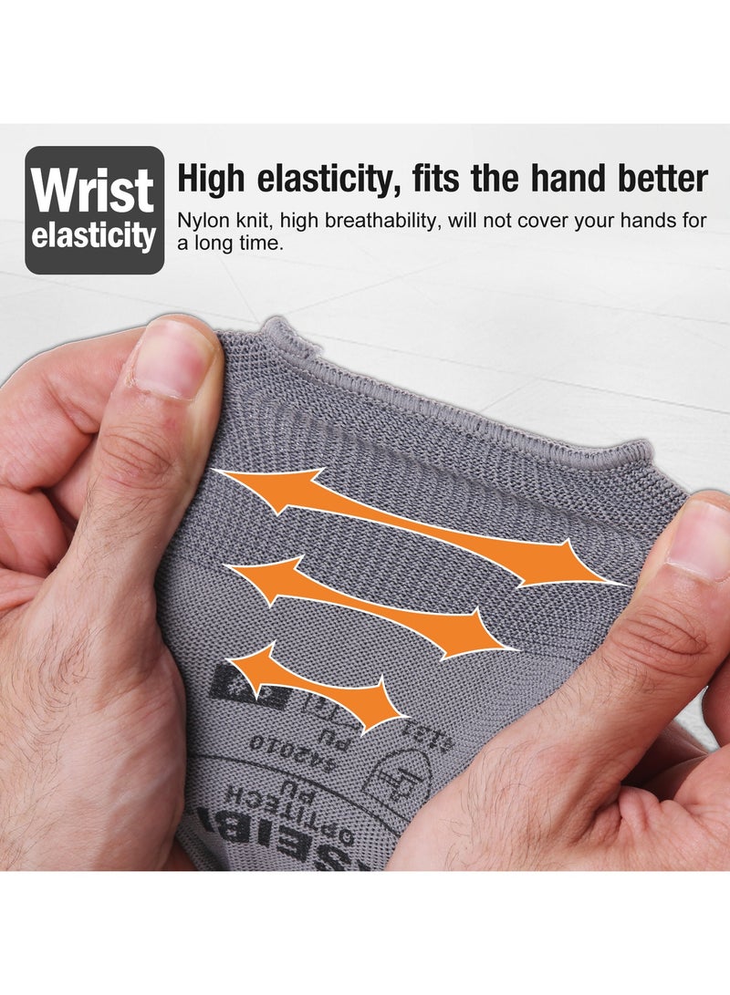 كسيبي قفازات كوشوك، مقاس صغير/8، بولي يوريثين، قفازات عمل، قبضة خفيفة ومرنة، حماية اليد ضد الجروح والخدوش الطفيفة، للرجال والنساء، مثالية للأعمال العامة. - Image 3