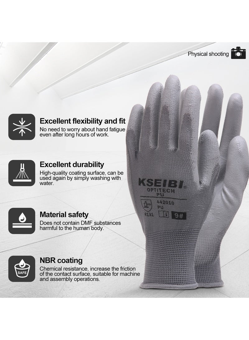 كسيبي قفازات كوشوك، مقاس صغير/8، بولي يوريثين، قفازات عمل، قبضة خفيفة ومرنة، حماية اليد ضد الجروح والخدوش الطفيفة، للرجال والنساء، مثالية للأعمال العامة. - Image 4