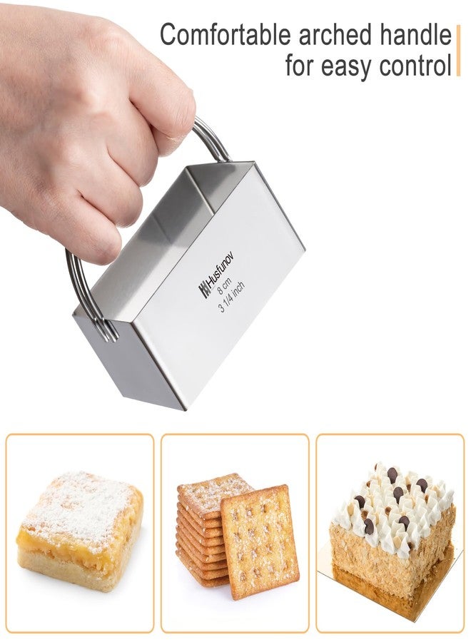 Husfunov Biscuit Cutter Set Square Cookie Cutters with Handle 5 Pieces Stainless Steel Square Professional Baking Dough Tools for Cake - Image 4