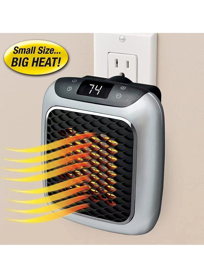 DubaiGallery Portable Plug in Mini Wall Space Heater - Digital, Timer Personal Heater Fan  - Image 1