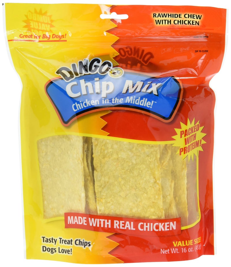 Dingo Chip Mix Snack For All Dogs Chicken 16Ounce