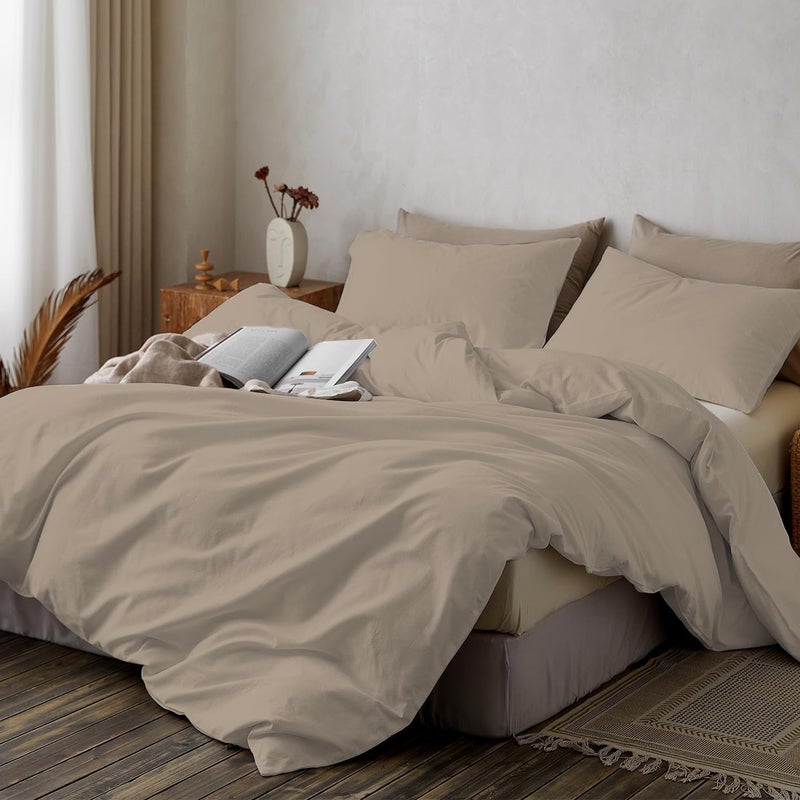 TEXOFAB 100 Brushed Microfiber Duvet Cover Set Single Bed Duvet Cover 60x 90 with 2 Pillow Covers Machine Washable Hypoallergenic Duvet Cover Wrinkle FreeBeige - Image 2