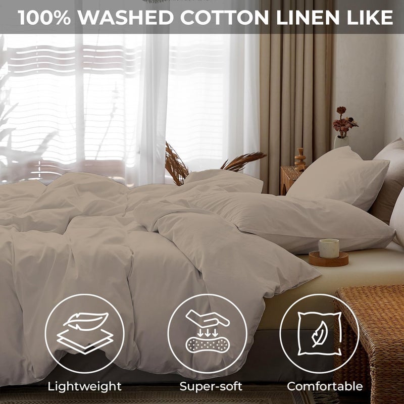 TEXOFAB 100 Brushed Microfiber Duvet Cover Set Single Bed Duvet Cover 60x 90 with 2 Pillow Covers Machine Washable Hypoallergenic Duvet Cover Wrinkle FreeBeige - Image 3