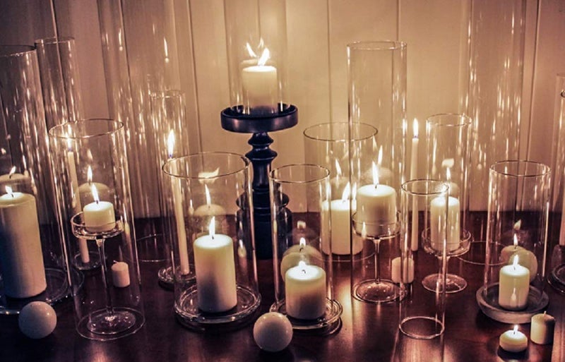 CYS EXCEL 2 PCS (H:10" D:4.75") Open Ended Glass Hurricane Candleholder Tube Shade | Multiple Size Choices Open Flame Candle Chimney Tube Cover | Bottomless Cylinder - Image 3