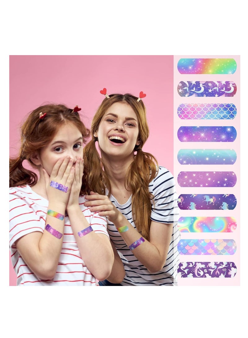 Excefore 10 Styles Kids Cartoon Bandages, Flexible Adhesive Colorful Strips Waterproof Cute Bandages for Girls Repair Tape Knuckle Stickers Comfortable Protection Care for Cuts Scrapes Burns (300 Pieces) - Image 2