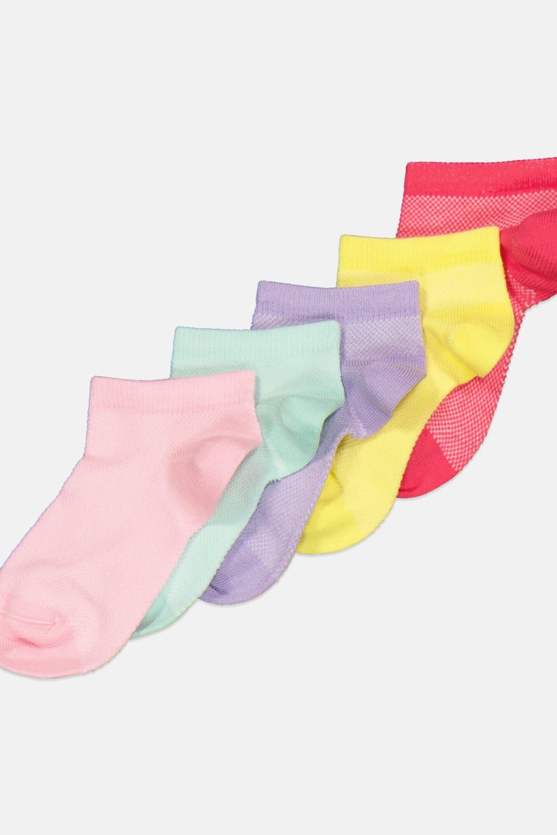 bebe Kids Girl 5 Pairs Textured Ankle Socks, Multicolor - Image 2