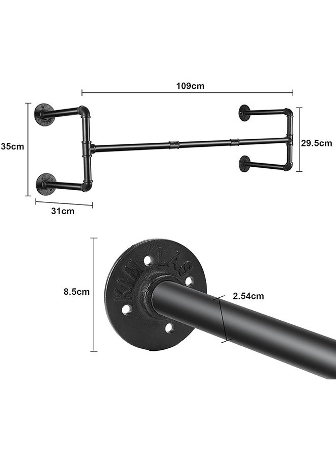 Generic - Industrial Pipe Wall Clothes Rack 109cm Wall Clothes Rack Black Wall Hanging Pipe Rack - Image 1