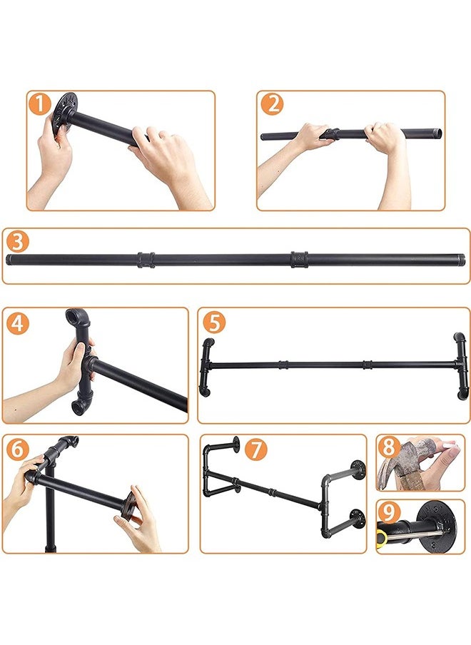 Generic - Industrial Pipe Wall Clothes Rack 109cm Wall Clothes Rack Black Wall Hanging Pipe Rack - Image 1