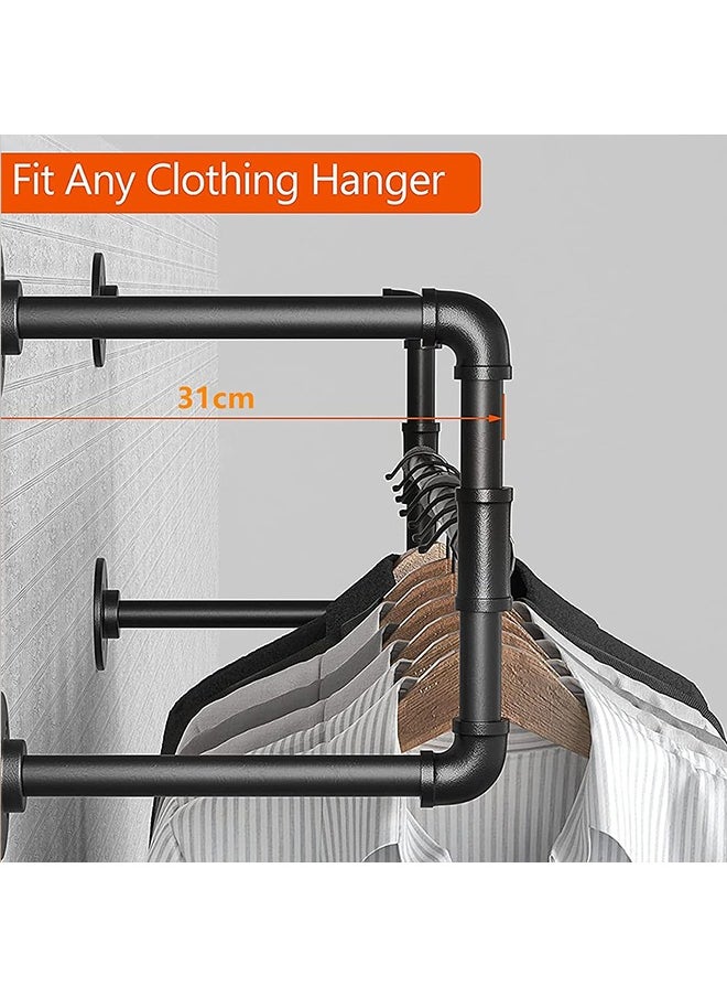 Generic - Industrial Pipe Wall Clothes Rack 109cm Wall Clothes Rack Black Wall Hanging Pipe Rack - Image 1