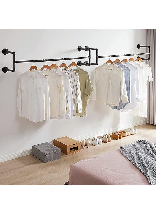 Generic - Industrial Pipe Wall Clothes Rack 109cm Wall Clothes Rack Black Wall Hanging Pipe Rack - Image 1