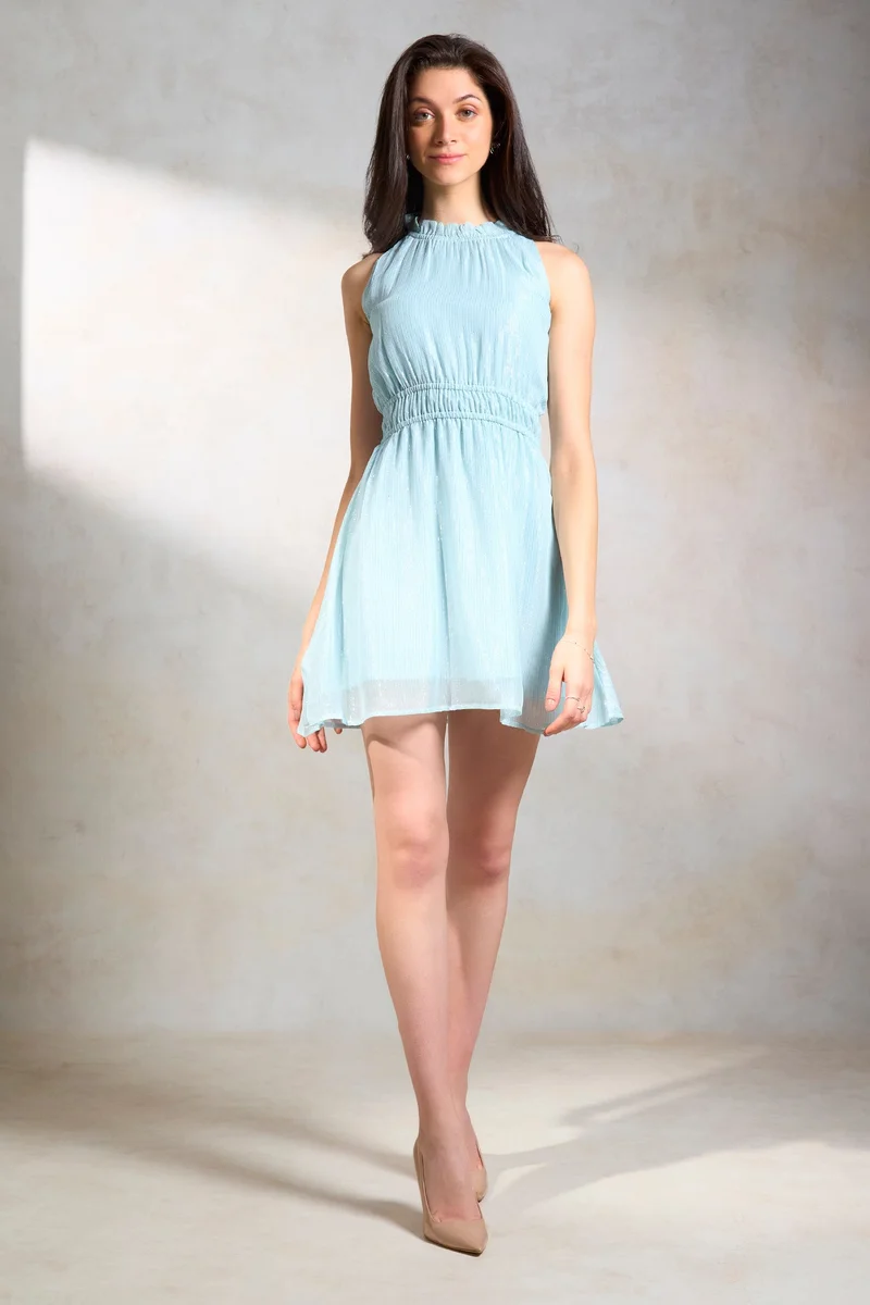 فيرجيو Viscose Metallic Party Wear Mini Dresses for Women