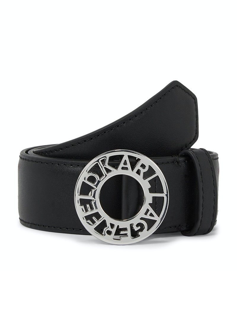 كارل لاغرفيلد حزام كارل لاغرفيلد الجلدي الأسود للنساء - Image 1