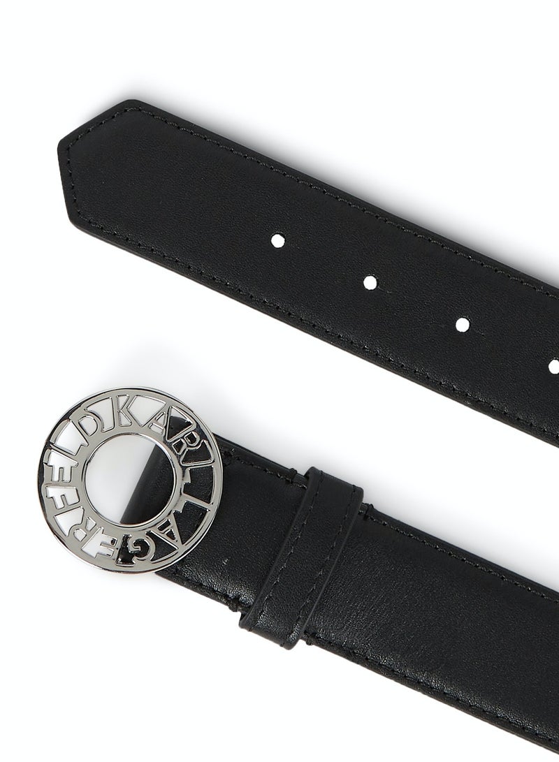 كارل لاغرفيلد حزام كارل لاغرفيلد الجلدي الأسود للنساء - Image 2