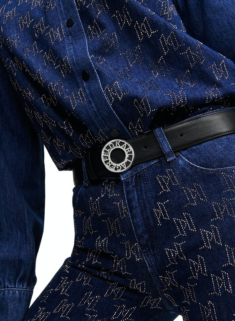 كارل لاغرفيلد حزام كارل لاغرفيلد الجلدي الأسود للنساء - Image 5