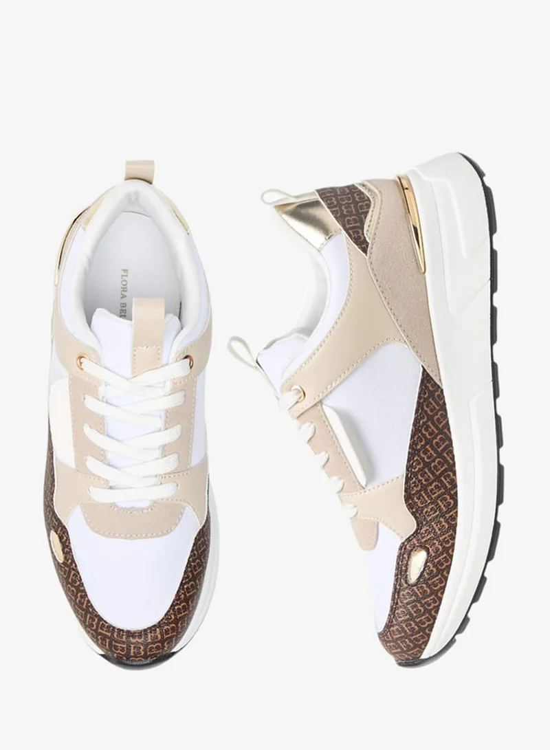 فلورا بيلا من شو إكسبرس سنيكرز نسائي بطبعة شعار مع إغلاق برباط