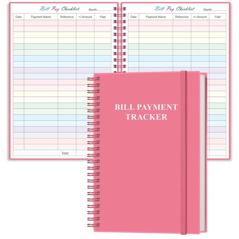 Yaridar Bill Payment Checklist - Monthly Bill Organizer & Planner for Personal Budgeting Financial, Bill Payment Tracker Notebook, 5.8" x 8.5", Pink - Image 1
