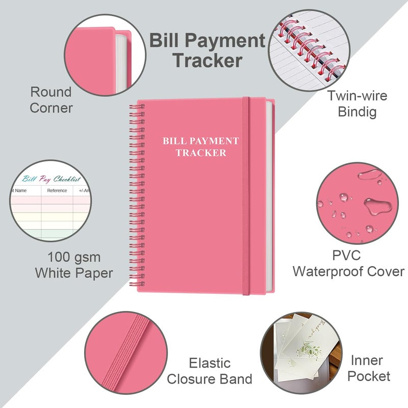 Yaridar Bill Payment Checklist - Monthly Bill Organizer & Planner for Personal Budgeting Financial, Bill Payment Tracker Notebook, 5.8" x 8.5", Pink - Image 2