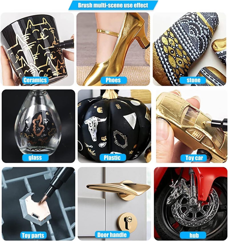 Magicwand® ⦗Pack of 2 Gold & 2 Silver⦘ Metallic High Gloss Gold & Silver Color Chrome Marker ⦗PLEASE KEEP THE MARKER TIP IN PRESSED POSITION TILL THE TIME IT IS NOT WET WITH INK⦘ - Image 4