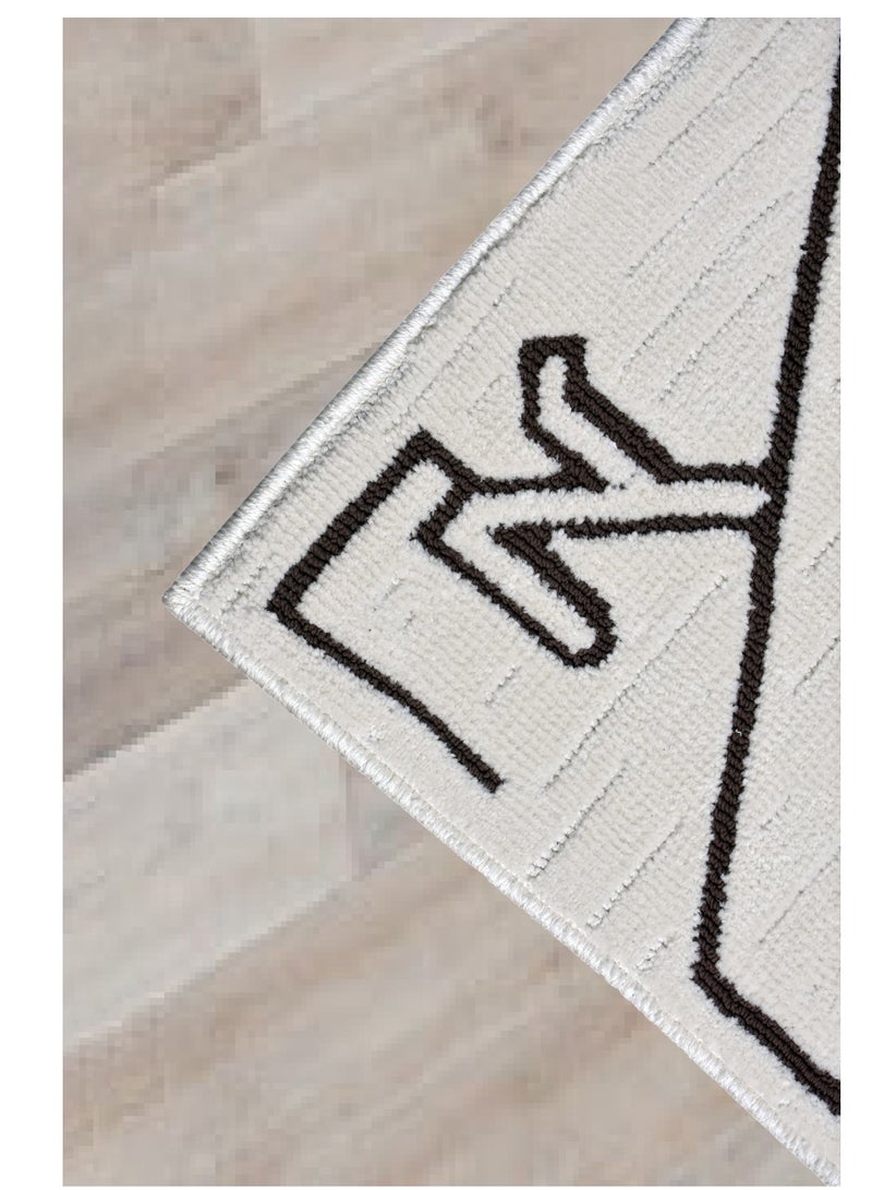 Tribe-Ivory-Brown-190X290 cm anti skid Machine Made Thick Indian Rug - Image 3