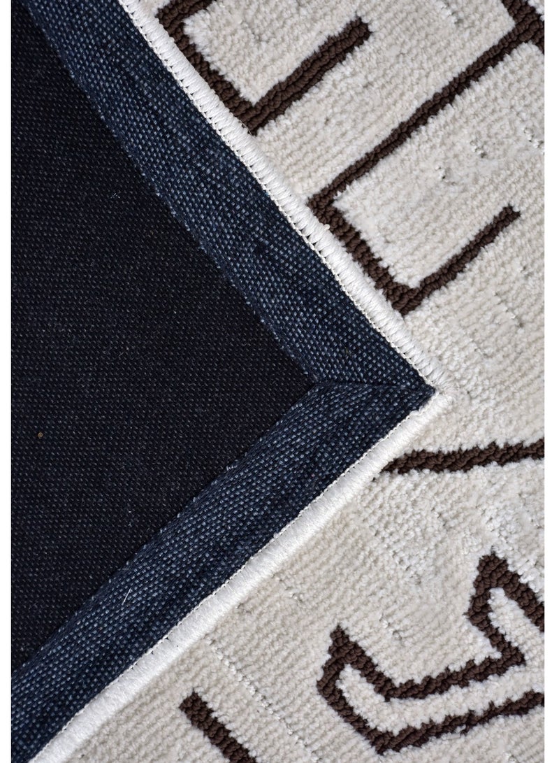 Tribe-Ivory-Brown-190X290 cm anti skid Machine Made Thick Indian Rug - Image 4