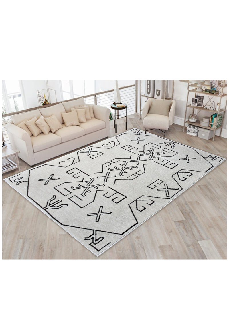 Tribe-Ivory-Brown-190X290 cm anti skid Machine Made Thick Indian Rug - Image 5