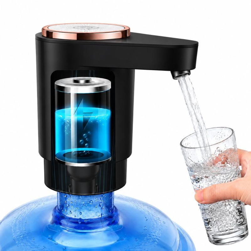 Electric Water Pump 10D X 8W X 15H Cm Black - Usb Rechargeable Convenience One-Touch Automatic Dispensing Safe Odor-Free Universal Fit For 2-5 Gallon Jugs For Home Office Dorm Camping - Image 1