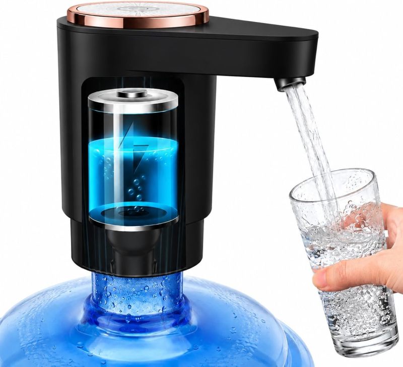 Electric Water Pump 10D X 8W X 15H Cm Black - Usb Rechargeable Convenience One-Touch Automatic Dispensing Safe Odor-Free Universal Fit For 2-5 Gallon Jugs For Home Office Dorm Camping - Image 2
