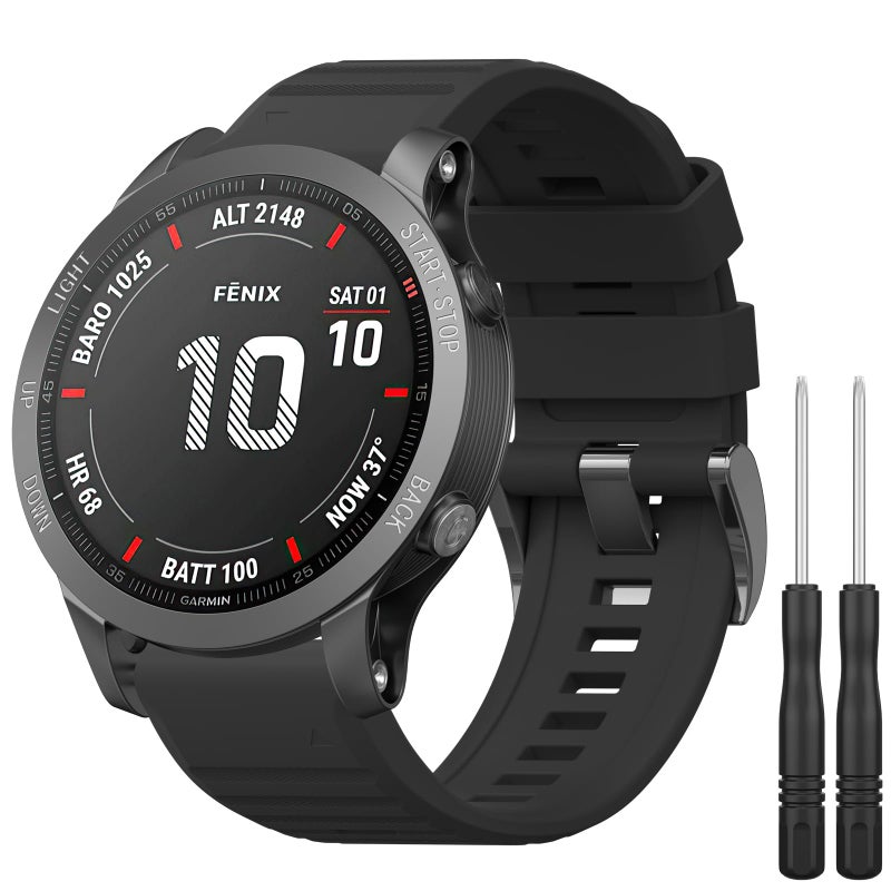 Strap for Garmin Fenix ​​5/Fenix ​​5 Plus/Fenix ​​6/Fenix ​​6 Pro/Forerunner 935/Forerunner 945/Instinct,22mm Silicone Quick-Fit Watch Strap,Multiple Colors for Garmin Fenix 6 Pro (Black) - Image 3