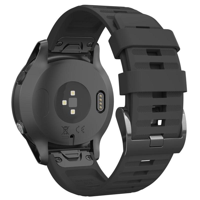 Strap for Garmin Fenix ​​5/Fenix ​​5 Plus/Fenix ​​6/Fenix ​​6 Pro/Forerunner 935/Forerunner 945/Instinct,22mm Silicone Quick-Fit Watch Strap,Multiple Colors for Garmin Fenix 6 Pro (Black) - Image 2
