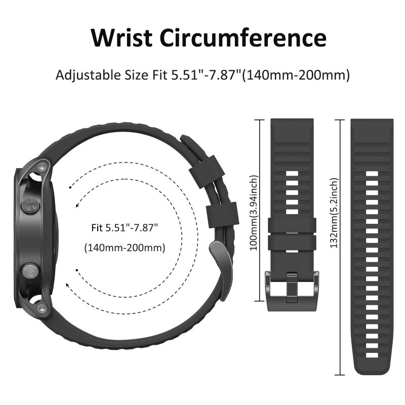 Strap for Garmin Fenix ​​5/Fenix ​​5 Plus/Fenix ​​6/Fenix ​​6 Pro/Forerunner 935/Forerunner 945/Instinct,22mm Silicone Quick-Fit Watch Strap,Multiple Colors for Garmin Fenix 6 Pro (Black) - Image 4