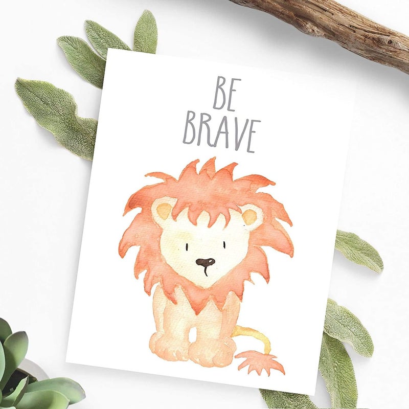 ENON Unframed Woodland Animals Art Print Adorable Lion Elephant Giraffe Monkey Zebra Hippo Paintings, Set of 6 (21cm x 30cm) Canvas Cartoon Inspirational Wall Art for Kids Room Nursery Decor (Type C) - Image 4