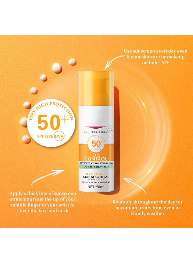 OUHOE Sun Gel - Cream,Oil Control SPF50+, Have an Ultra Lightn and Non Greasy Texture, Superior Sunscreen For All Skin Types, Suitable Under Makeup With Long Lasting Dry Matt Finish and Anti Shine Effect - Image 2
