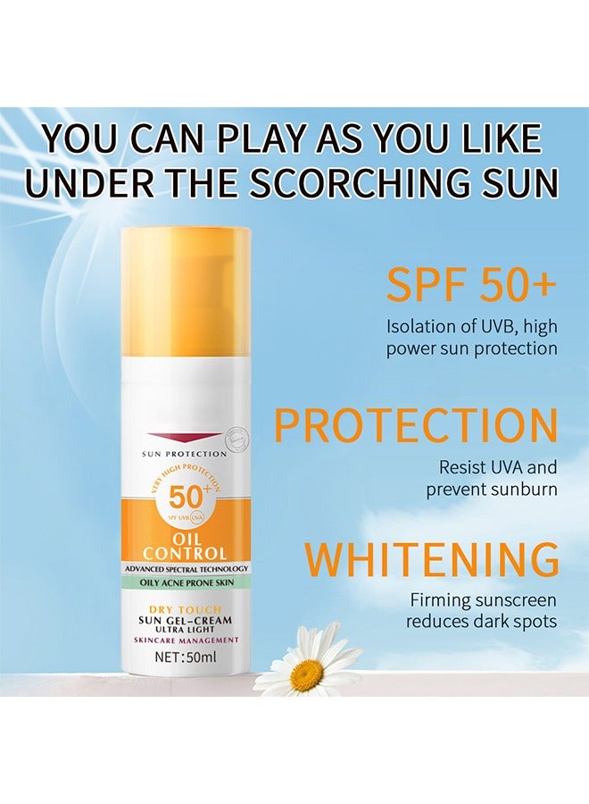OUHOE Sun Gel - Cream,Oil Control SPF50+, Have an Ultra Lightn and Non Greasy Texture, Superior Sunscreen For All Skin Types, Suitable Under Makeup With Long Lasting Dry Matt Finish and Anti Shine Effect - Image 3