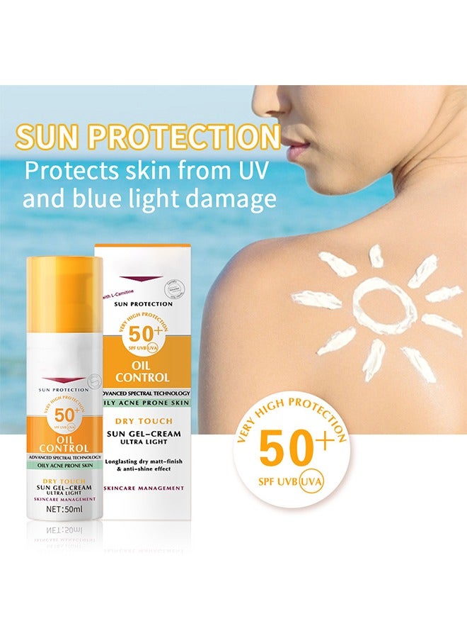 OUHOE Sun Gel - Cream,Oil Control SPF50+, Have an Ultra Lightn and Non Greasy Texture, Superior Sunscreen For All Skin Types, Suitable Under Makeup With Long Lasting Dry Matt Finish and Anti Shine Effect - Image 1