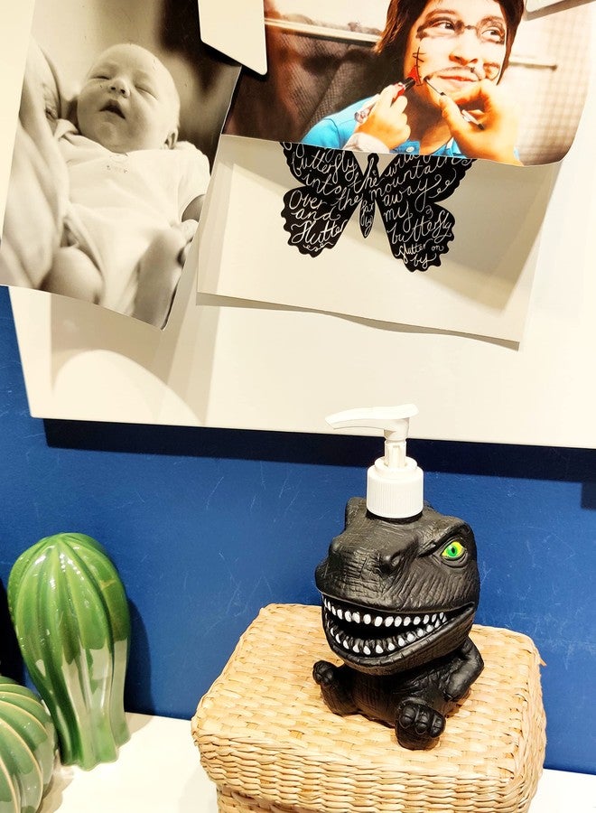 GoFika Vinyl Dinosaur Refillable Hand Soap Pump Dispenser Lotion Shampoo Sanitizer Bottle 11.8oz Kids Adults Friendly for Kitchen and Bathroom Accessories Cute Animal Look (Black) - Image 4