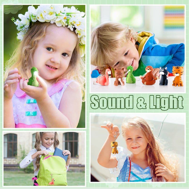 Kenning 6 Pieces Animal Flashlight Keychain Mini Pediatric Nurse Flashlight Badge Reel Pediatric Pen Lights Keychain for Nursing Staff Urgent Care(Funny) - Image 5