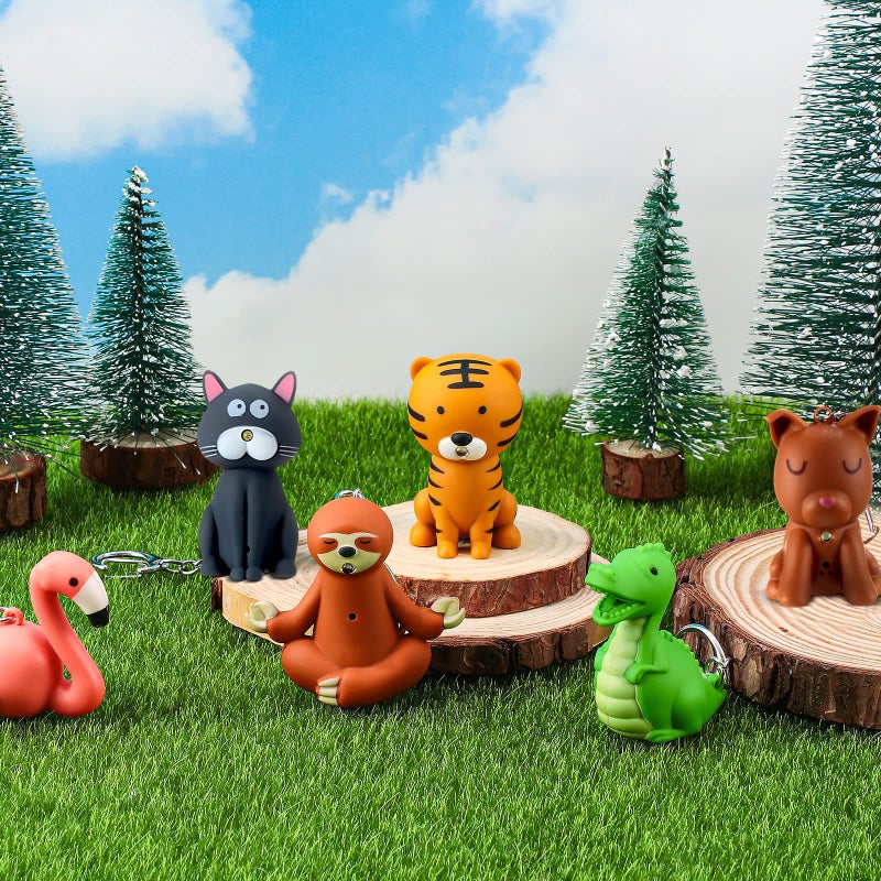 Kenning 6 Pieces Animal Flashlight Keychain Mini Pediatric Nurse Flashlight Badge Reel Pediatric Pen Lights Keychain for Nursing Staff Urgent Care(Funny) - Image 4