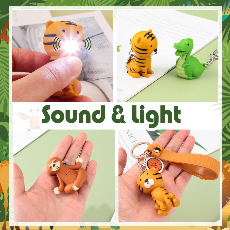 Kenning 6 Pieces Animal Flashlight Keychain Mini Pediatric Nurse Flashlight Badge Reel Pediatric Pen Lights Keychain for Nursing Staff Urgent Care(Funny) - Image 3