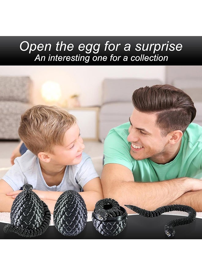 Wffo 2 Pack 3D Printed Animals, 3D Printed Snake Fidget Toy, 3D Printed Dragon Egg Snake Eggs, Fidget Mini Animals Toy Articular Mobility Toys for Adults and Kids Autism/ADHD (30cm/Black&Purple) - Image 3