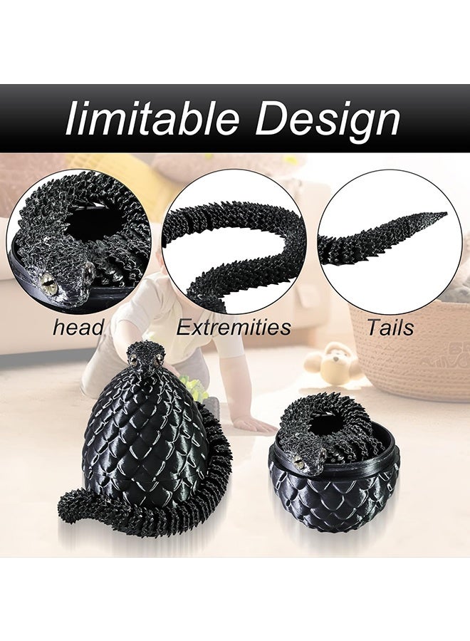 Wffo 2 Pack 3D Printed Animals, 3D Printed Snake Fidget Toy, 3D Printed Dragon Egg Snake Eggs, Fidget Mini Animals Toy Articular Mobility Toys for Adults and Kids Autism/ADHD (30cm/Black&Purple) - Image 4