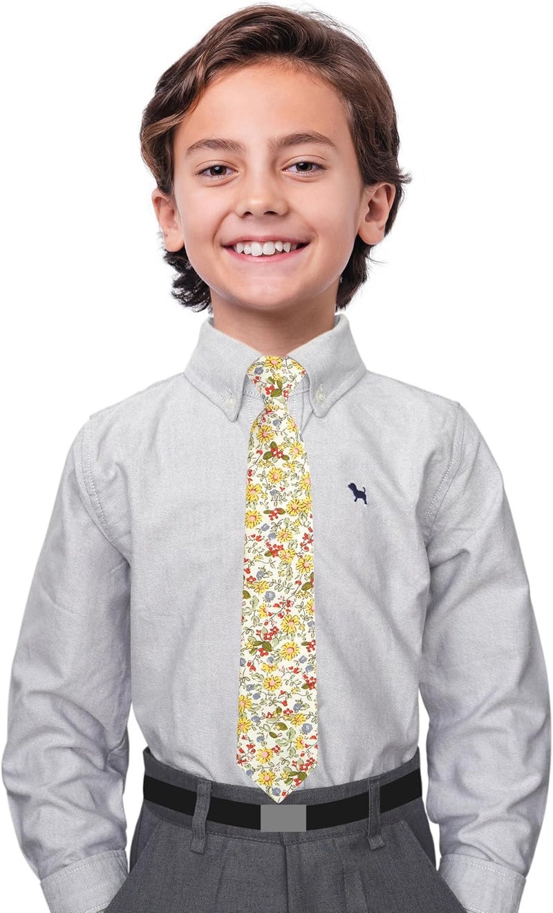 BELLUNO Boys' Floral Ties, Hook and Loop Pre-tied Flower Ties for Little Kids and Pre-teens - Image 2